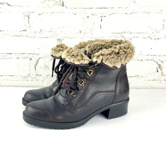 Vintage Barbo Sherpa Lined Heeled Combat Boots - Picture 1 of 10